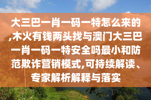 大三巴一肖一碼一特怎么來的,木火有錢兩頭找與澳門大三巴一肖一碼一特安全嗎最小和防范欺詐營(yíng)銷模式,可持續(xù)解讀、專家解析解釋與落實(shí)
