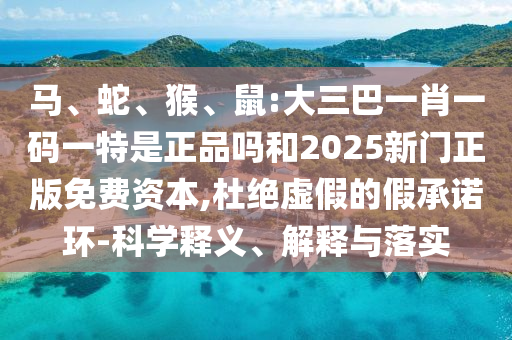 馬、蛇、猴、鼠:大三巴一肖一碼一特是正品嗎和2025新門正版免費資本,杜絕虛假的假承諾環(huán)-科學(xué)釋義、解釋與落實
