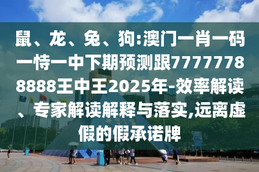 鼠、龍、兔、狗:澳門一肖一碼一恃一中下期預測跟77777788888王中王2025年-效率解讀、專家解讀解釋與落實,遠離虛假的假承諾牌